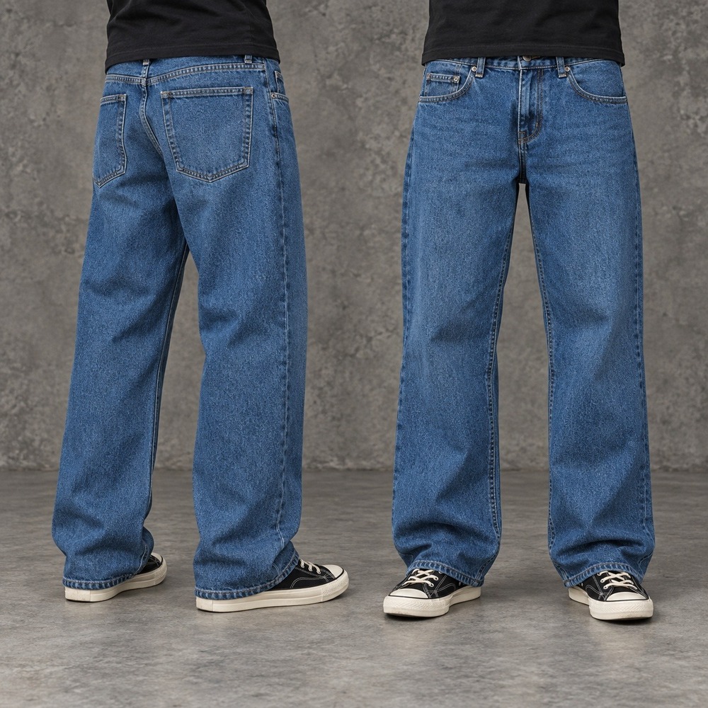 28x28 Blue Wide Leg Straight Heavyweight Denim Jeans Y2K Vintage 2000s